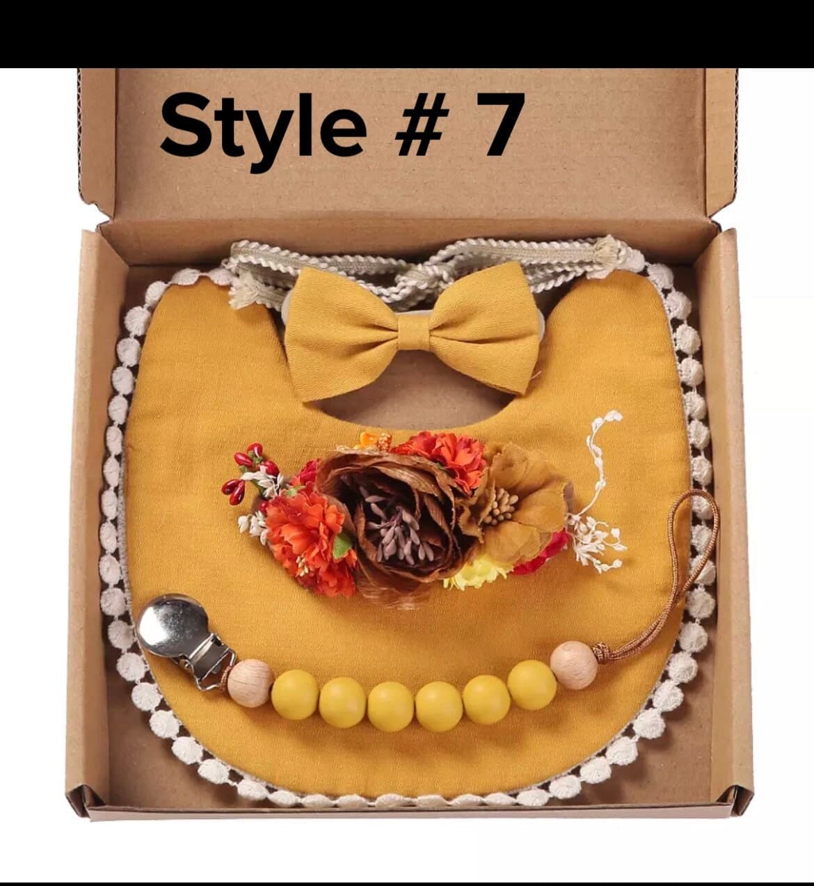 Baby Shower Gift Box 3 Piece Set with Bib & Bow Headband