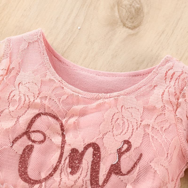 Girls First Birthday Party Romper Dress - Lace