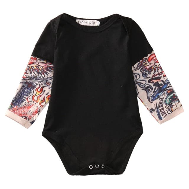 Bodysuit Baby Tattoo - Boys Tattoo Romper - Black or Grey
