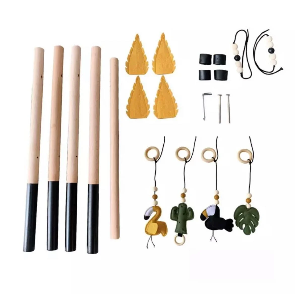 Wood Baby Gym Frame & Toys Set