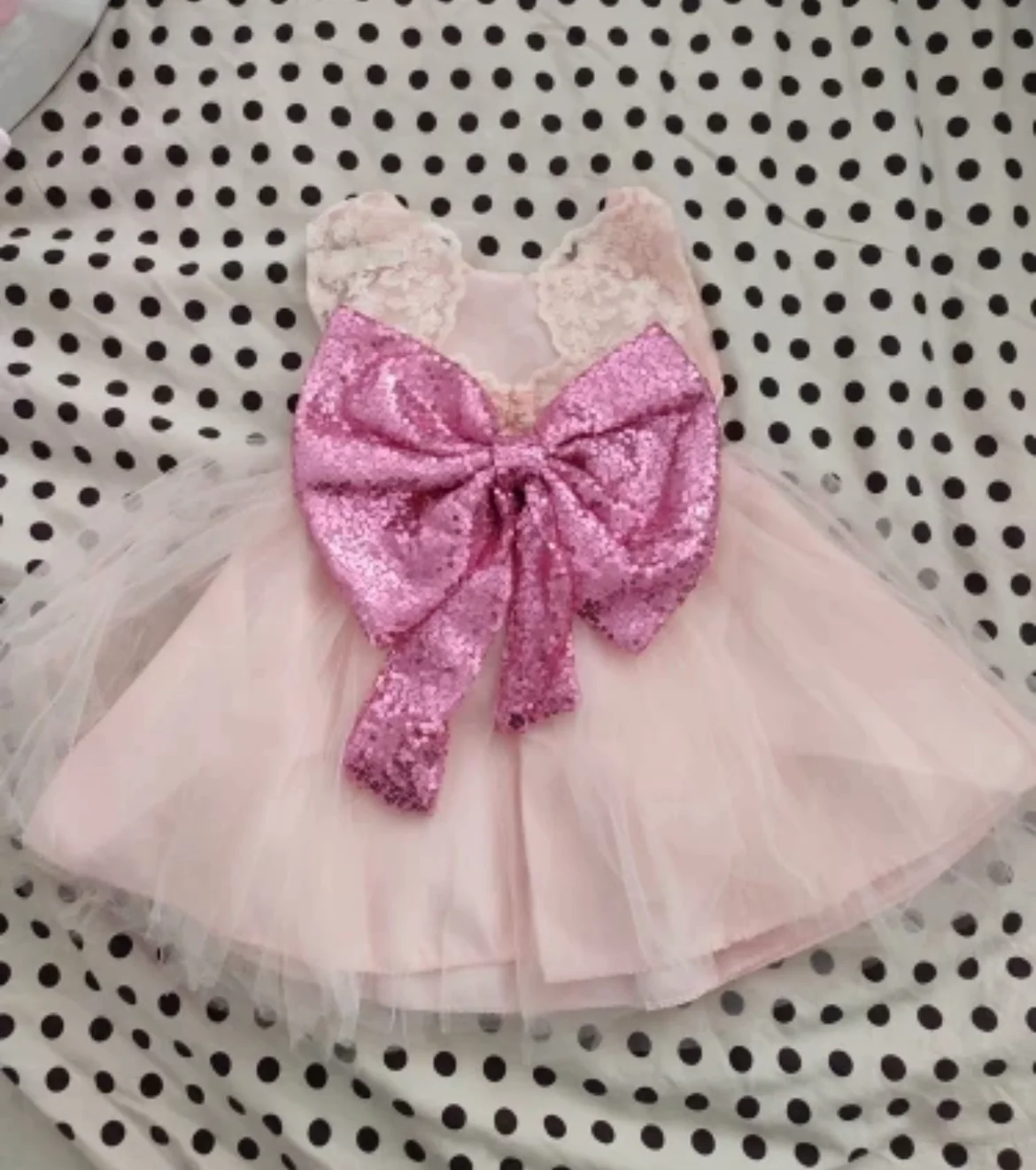 Elissa - Pink Princess Tulle Dress with Large Sequin Bow
