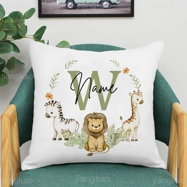 Personalized Baby Name Pillow - Animal with Name Pillow Case , Nursery Decor