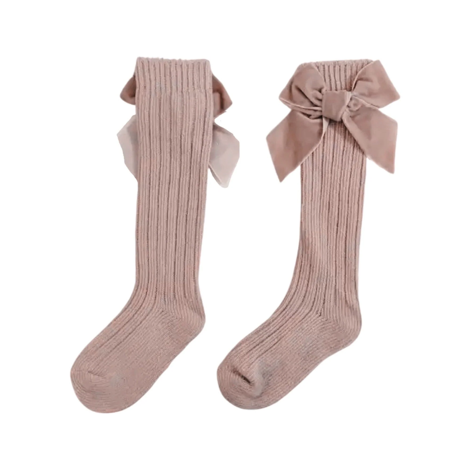 Valentina - Velvet Bow Baby Socks - Dusty Pink