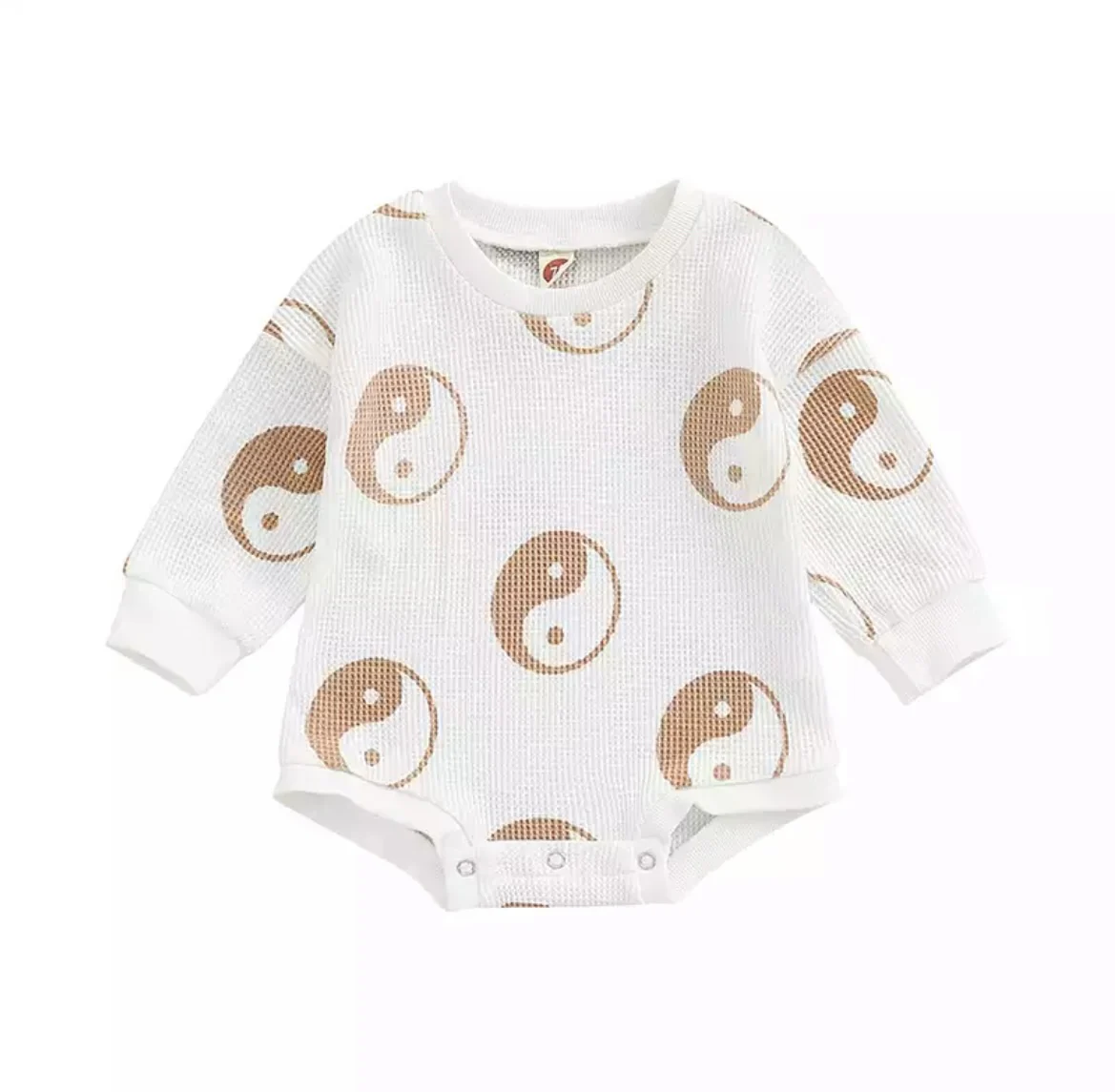 Ying Yang Waffle Romper - Camel