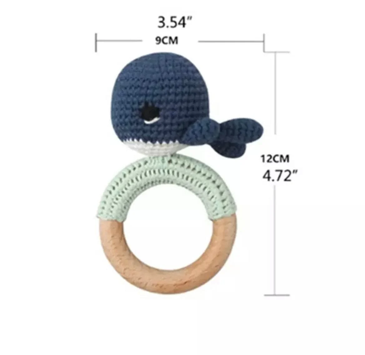 Crochet Baby Rattle Toy, Smooth Beech Wood Teething, Crochet Ring Soother