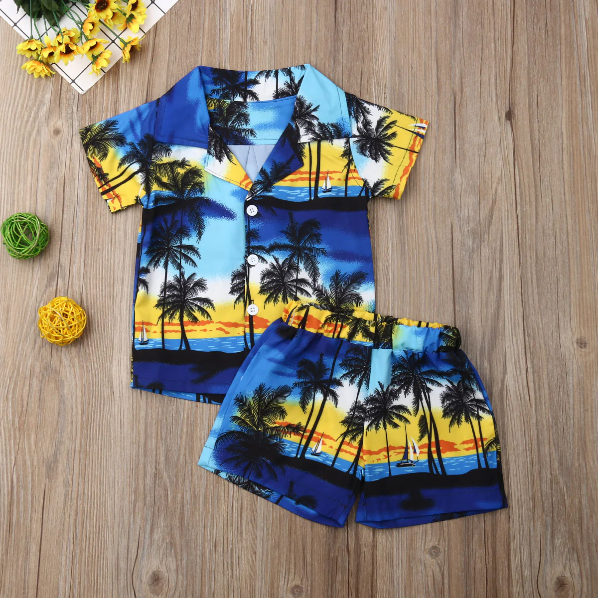 Hawaiian Coconut Tree Summer Boys Set