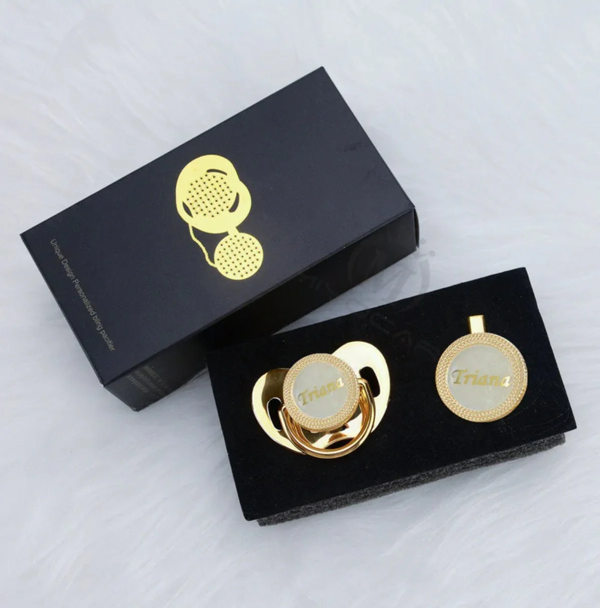 Rose Gold Custom Pacifier, Personalised Bling Dummy & Chain clip  Personalised pacifier, with baby's name, Pacifier Gift  - Luxury Dummy