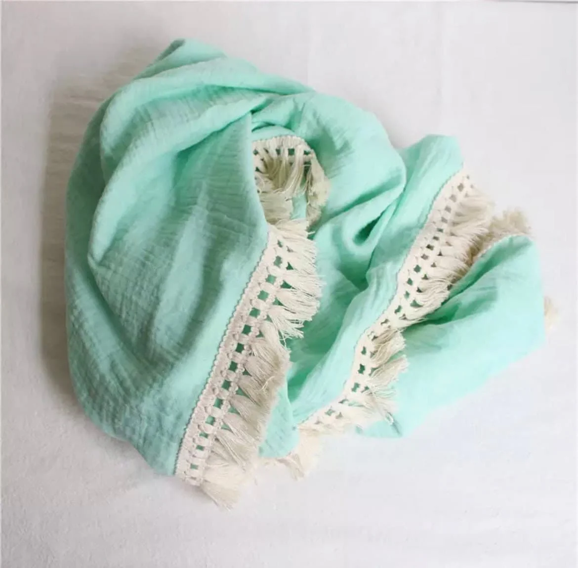 Personalised Baby Blanket in Muslin with Tassels