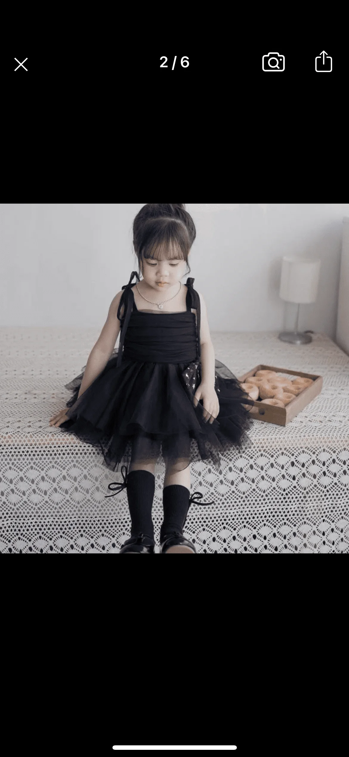 Tulle Layer Dress with Glitter Bow - Black