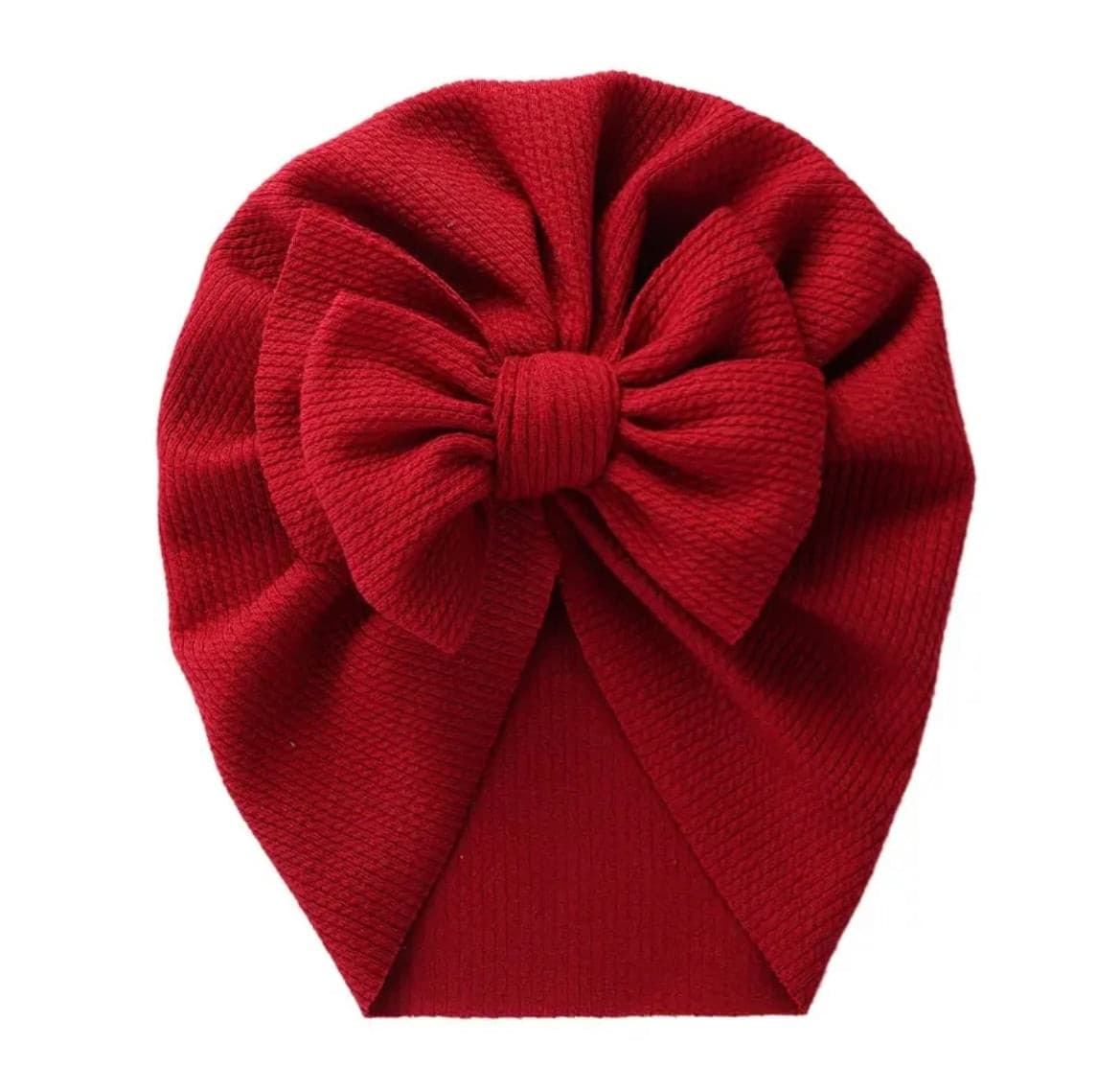 Ribbed Baby Plain Stretchy Bow Knot Turban - Red