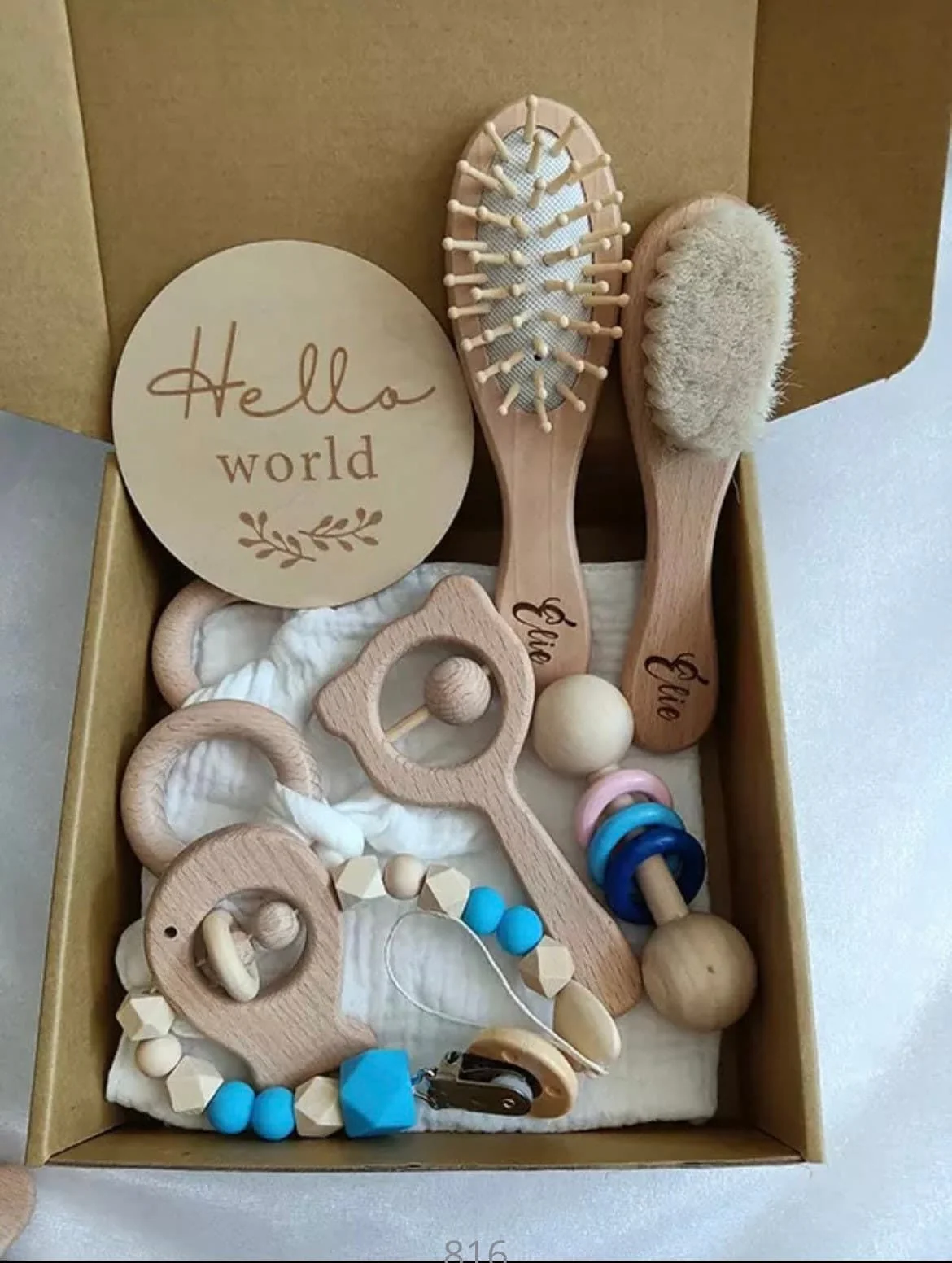 Newborn Baby Hamper | Personalised Baby gift | Personalised Newborn Girl Gift Set 6 pce | Personalised New Baby Gift Box, Baby Gift