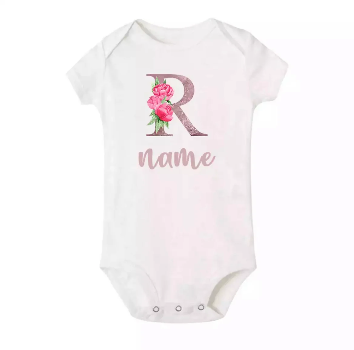 Personalised Baby Onesie - Pretty Pink LETTER + NAME