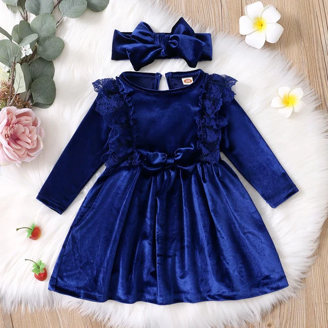 Velvetine - Winter Girls Velvet Dress Set