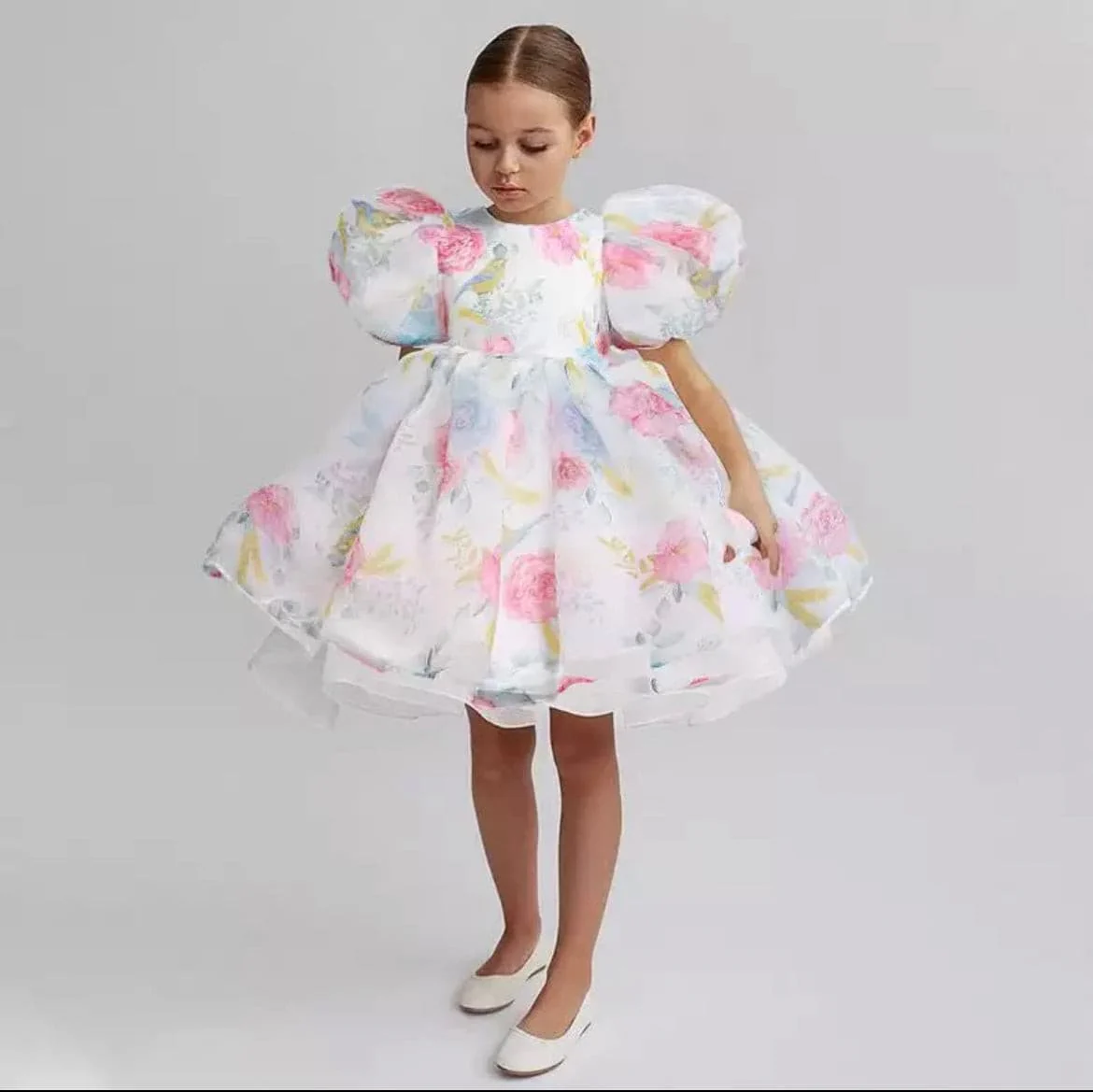 Floral Puff Sleeve Party Dress