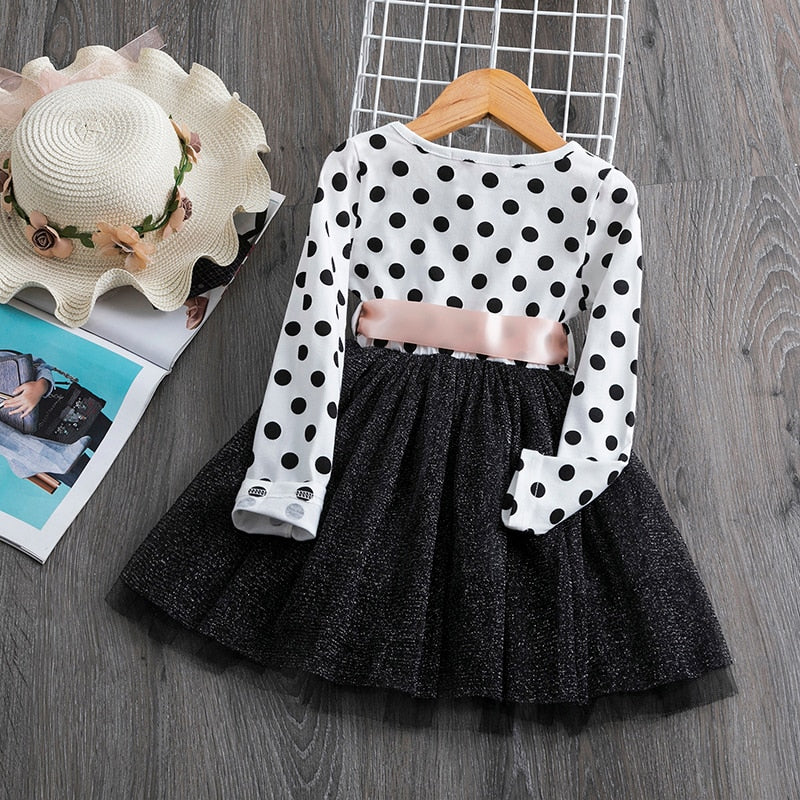 Kids Princess Dress Polka Dots | Long Sleeve Dress Tulle Girls - Dot Long Sleeve