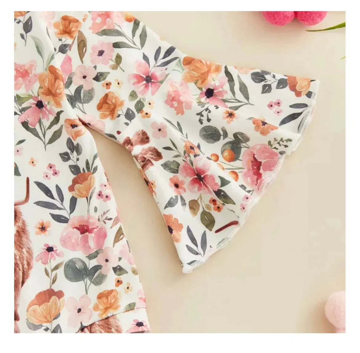 Boho Cow Romper - Pink Floral