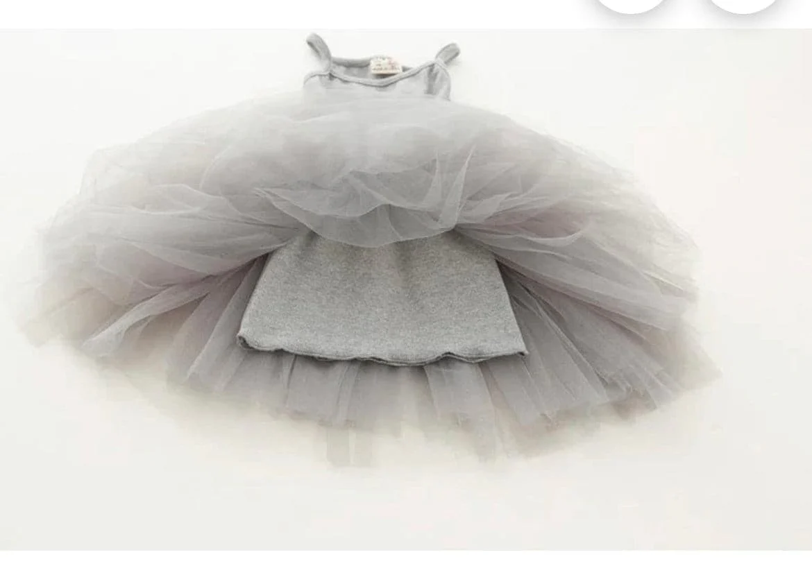 Mila - Grey Singlet Dress with Tulle Tutu