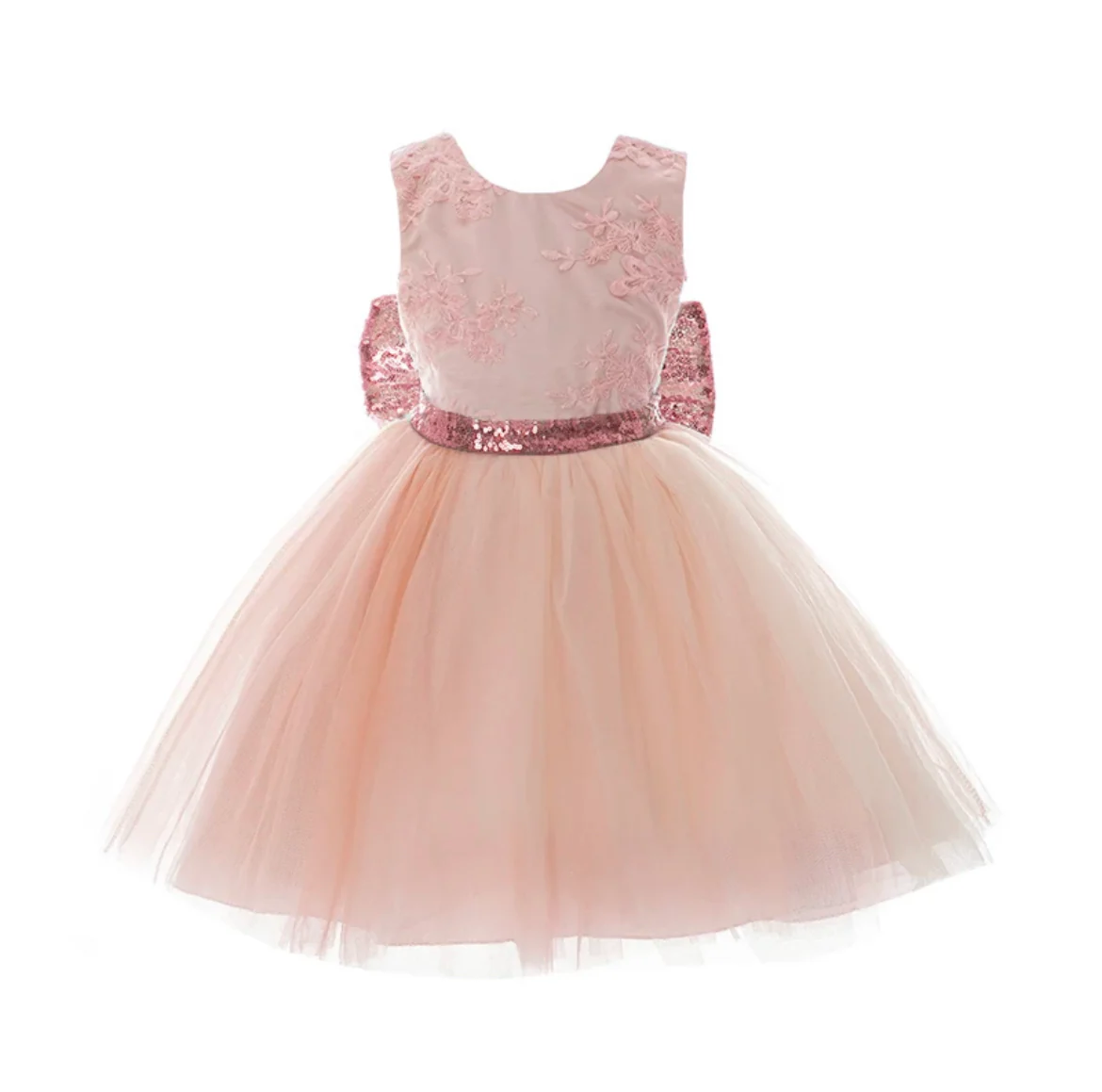 Elissa - Pink Princess Tulle Dress with Large Sequin Bow