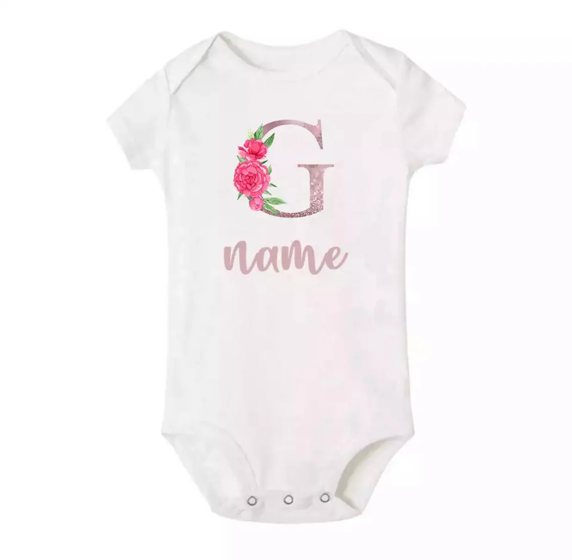 Personalised Baby Onesie - Pretty Pink LETTER + NAME