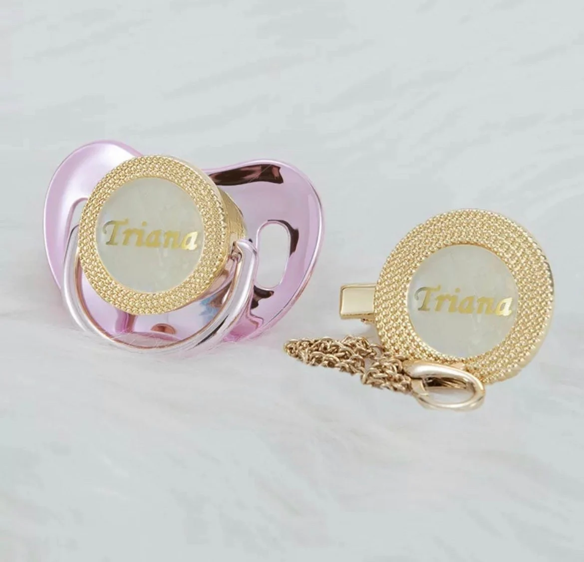 Personalized Dummy, Personalized Pacifier,  Gold & Pearl Custom Pacifier Personalized, Rose Gold Pacifier, Dummy bling, Baby bling personal