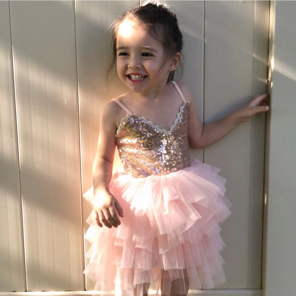 Rosa - Girls Party Dress, Girls Sequin Top - Ivory