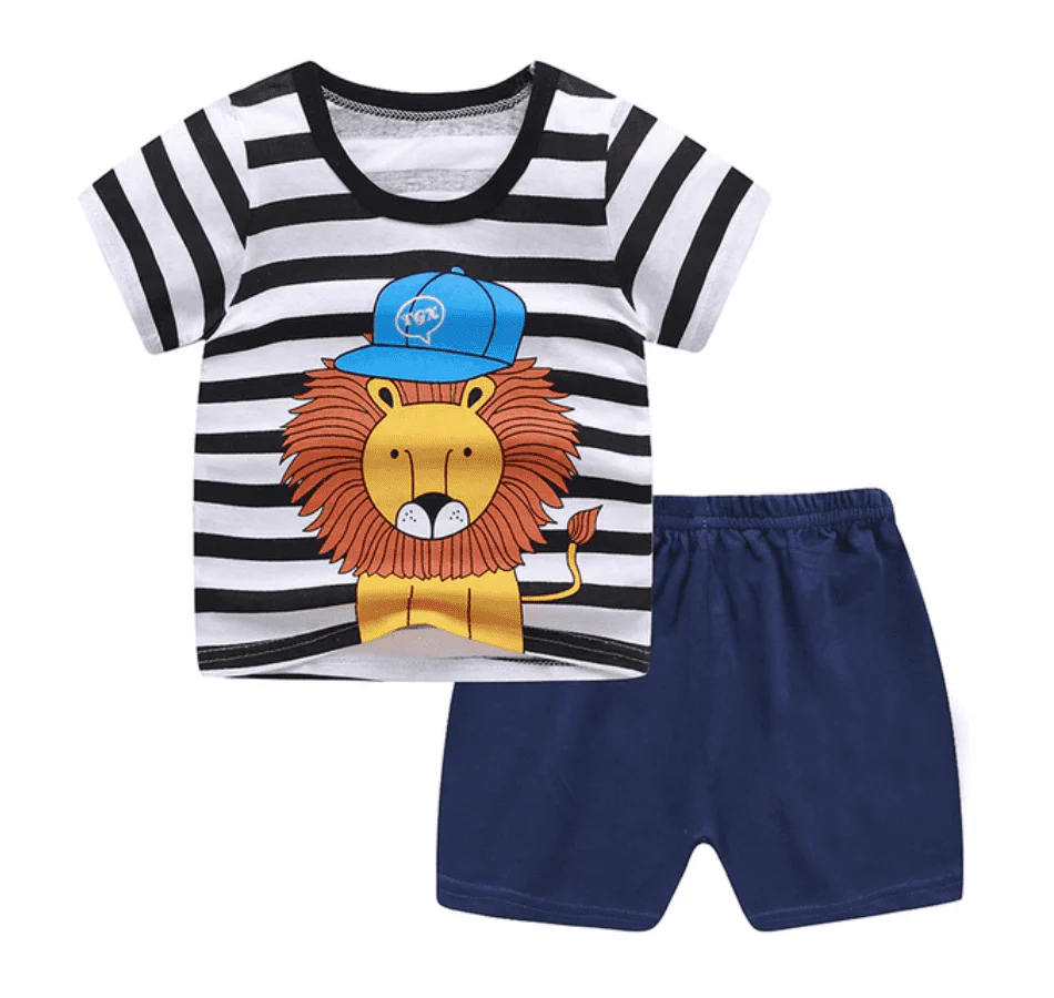Lion - Boys Cotton Printed T-Shirt & Shorts Set