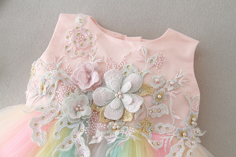 Connie - Rainbow Tutu & Embellished Lace  Party Dresses for Baby Girl