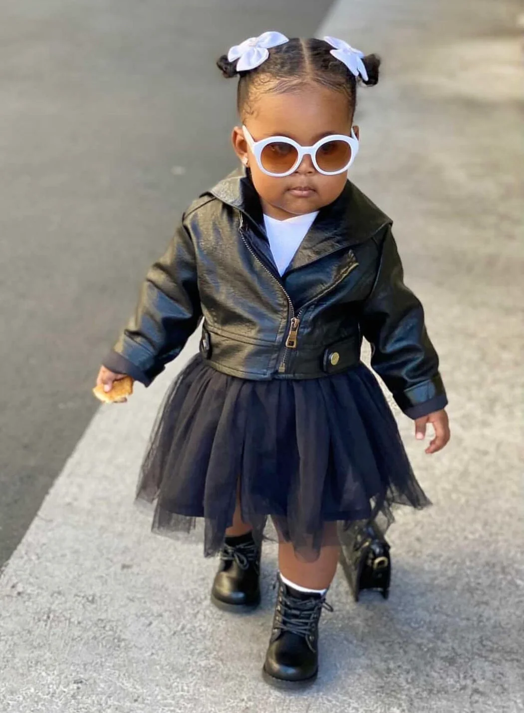 Black Rocker Tutu Dress with Leather Jacket in size 9 months to 5 years