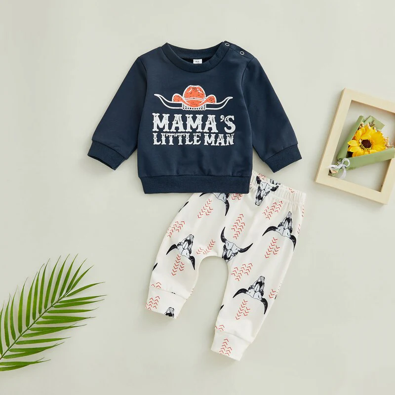 Mamas Boy Urban Toddler - Rams Head Long Sleeve Sweatshirt Tops+Pant Set