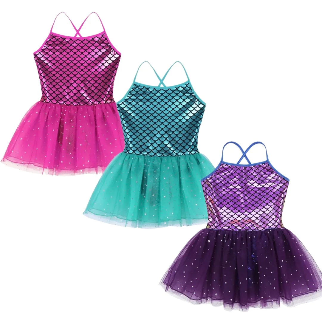 Little Girls Glitter Mermaid Tutu Dress - 4 Colours