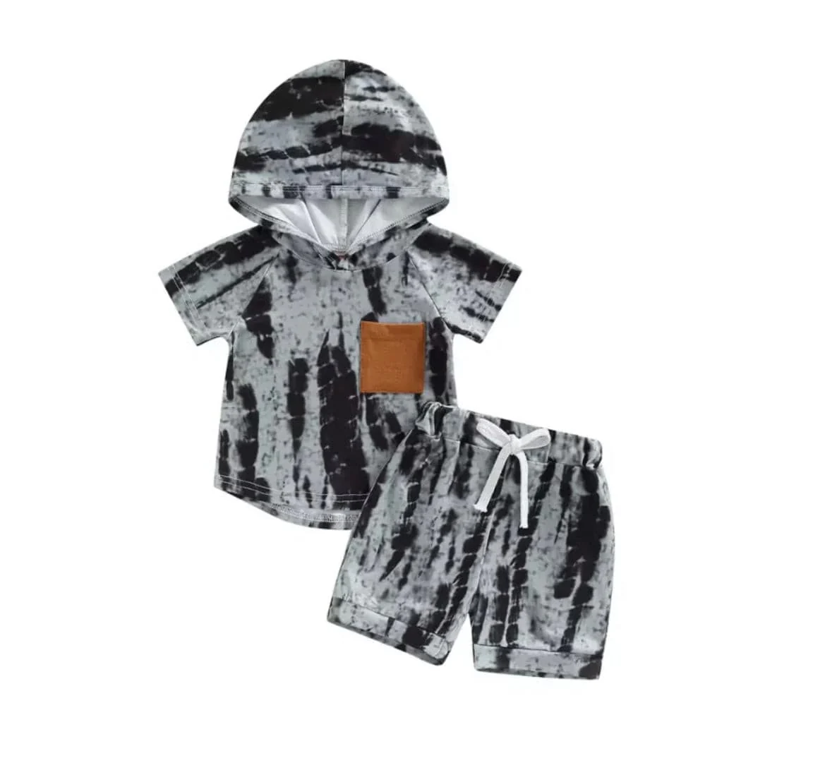 BYRON TIE-DYE SET - BLACK & GREY