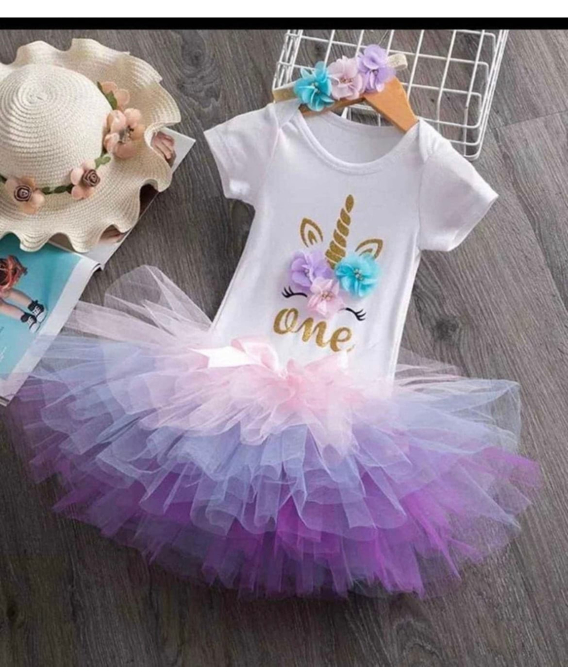 Pastel Multi Princess Unicorn Dress, Girls First Birthday Tutu Dress