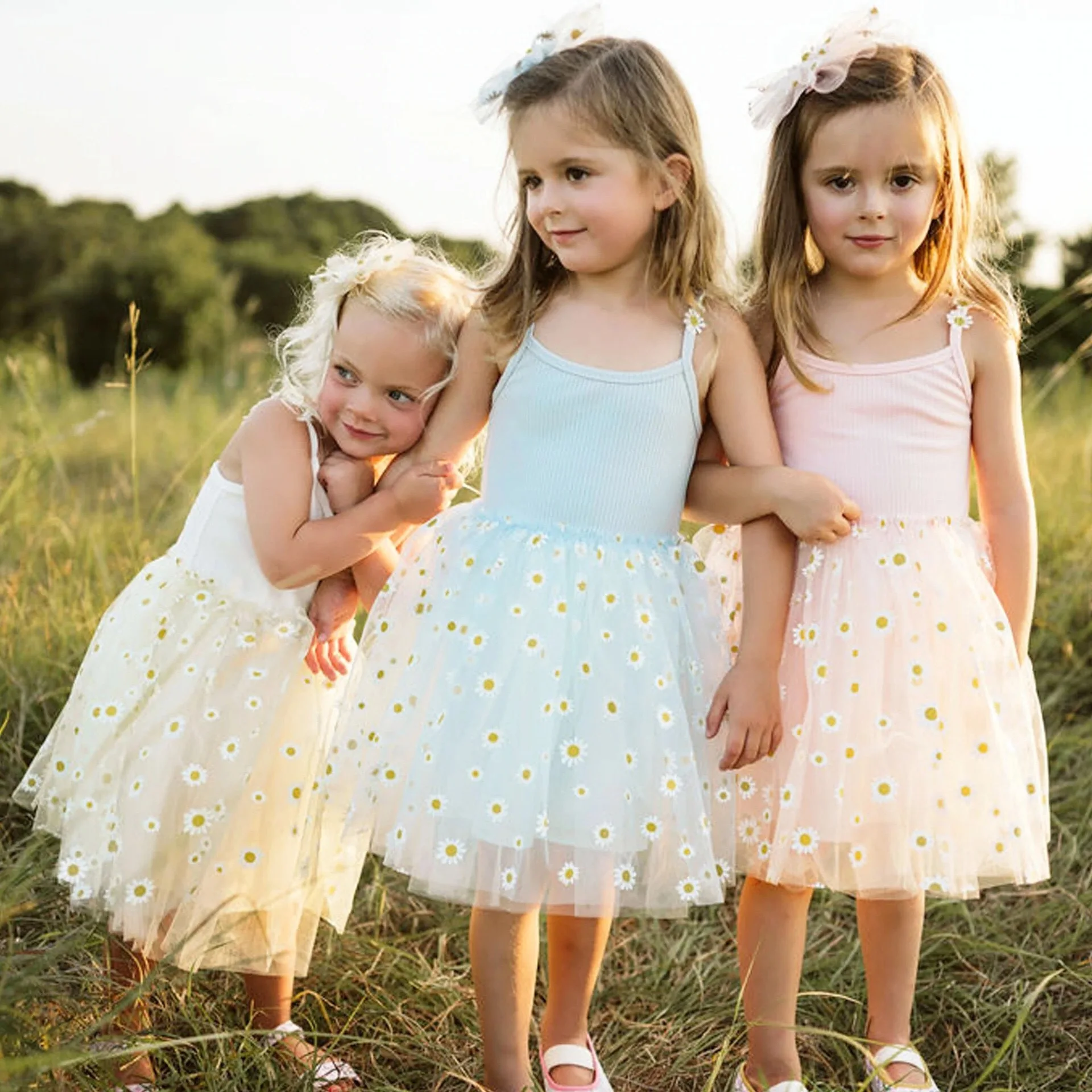 Baby Girls Tutu Dress, Girls Tulle Party Dress, Birthday Daisy Dresses