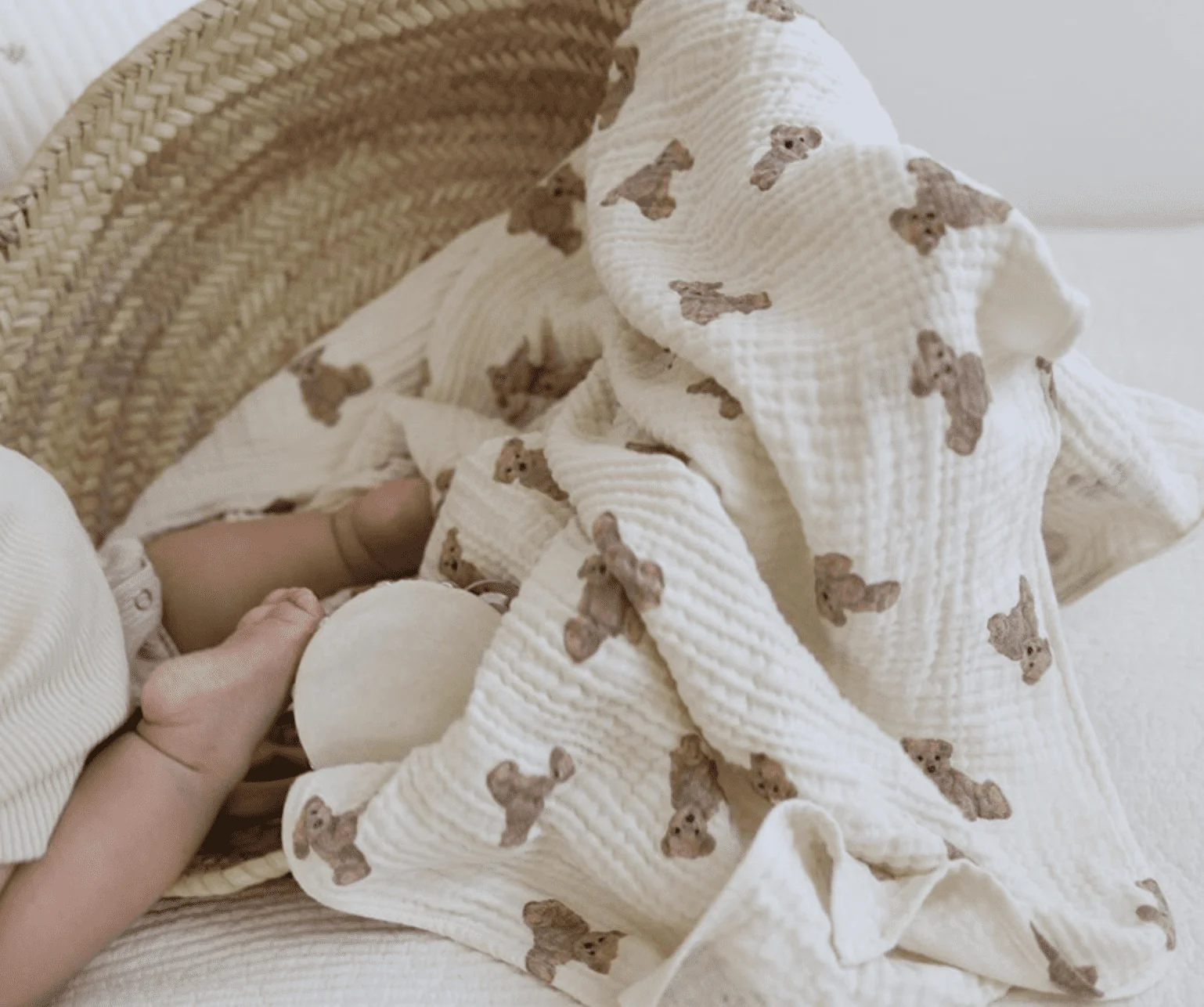 Teddy Bear Muslin Swaddle