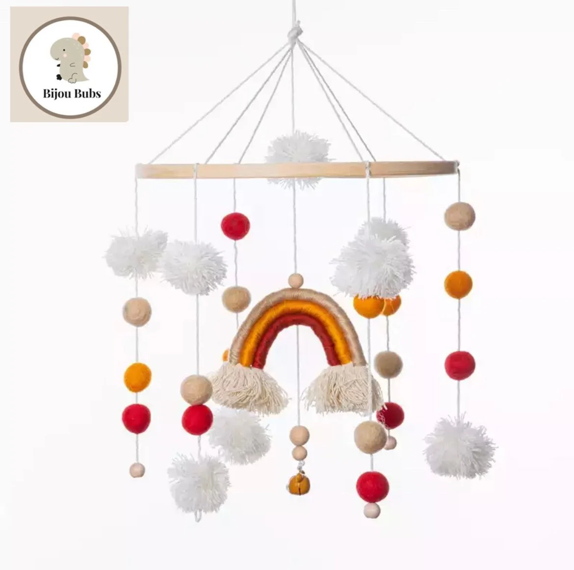 Felt Rainbow Mobile, Neutral Baby Mobile, Nursery Mobile, Cot Mobile, Nursery Decor, Baby Cot Mobile, Neutral Baby Nursery Decor