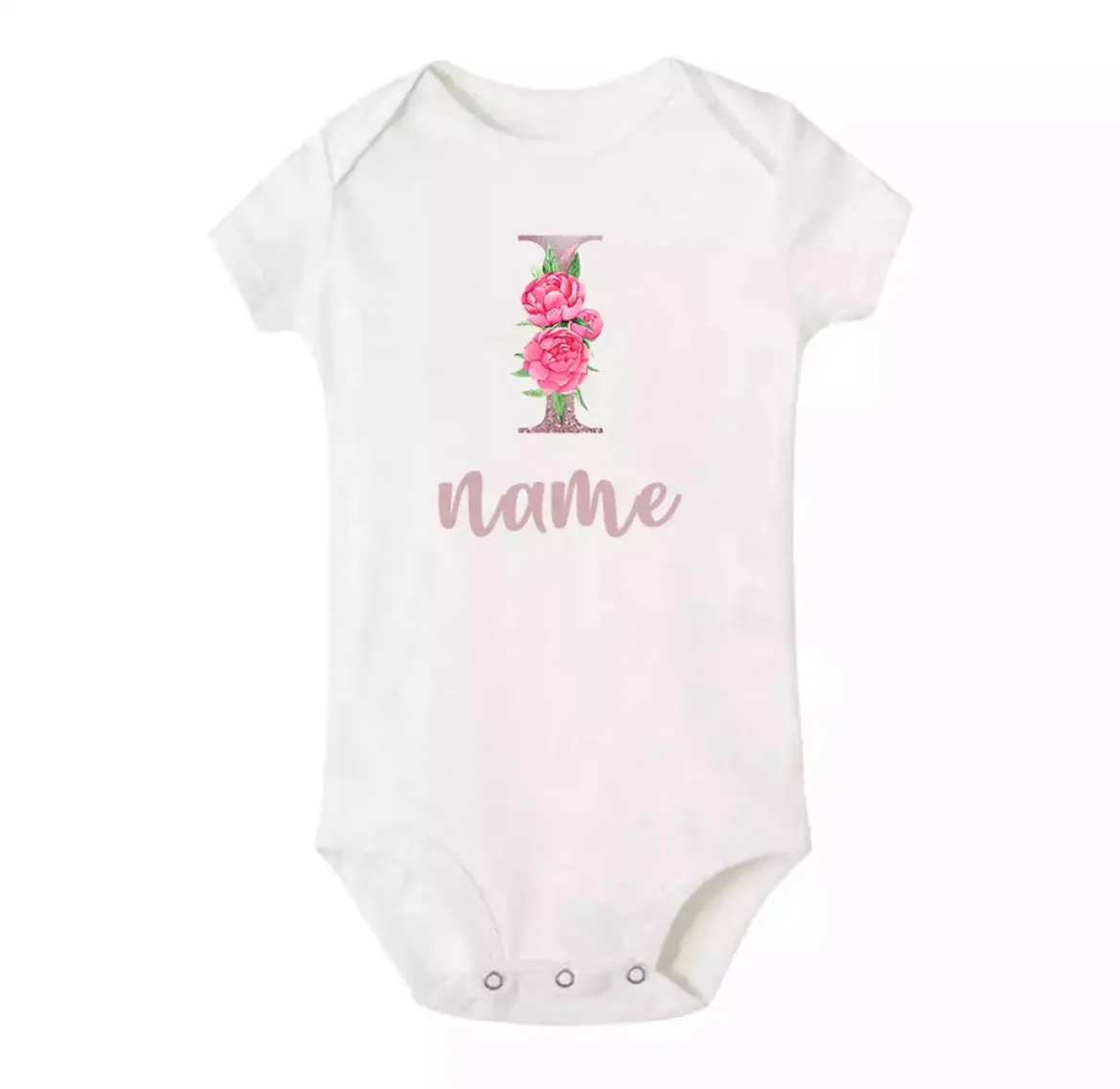Personalised Baby Onesie - Pretty Pink LETTER + NAME