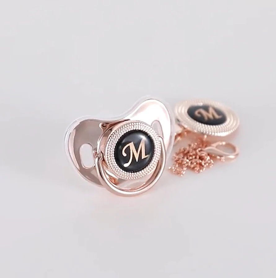 Rose Gold Custom Pacifier, Personalised Bling Dummy & Chain clip  Personalised pacifier, with baby's name, Pacifier Gift  - Luxury Dummy