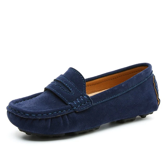 Petersburg - Boys Penny Loafers Shoes, Genuine Leather Suede