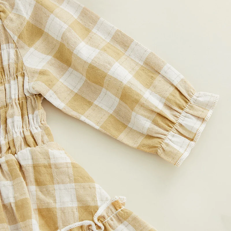 Nerida  - Gingham Ruched Long Sleeve Romper