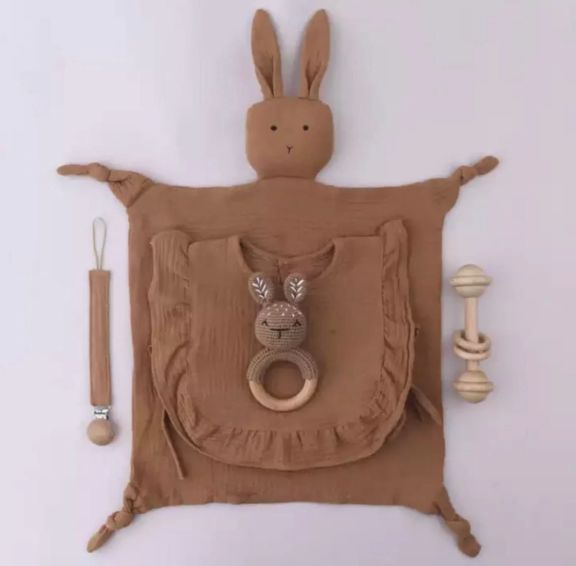 Unisex Baby Muslin Gift Set | Baby Muslin Cotton Bib  | Baby Shower Present | Dummy Gift Set | Dummy Clip Gift Set  | Baby Hamper