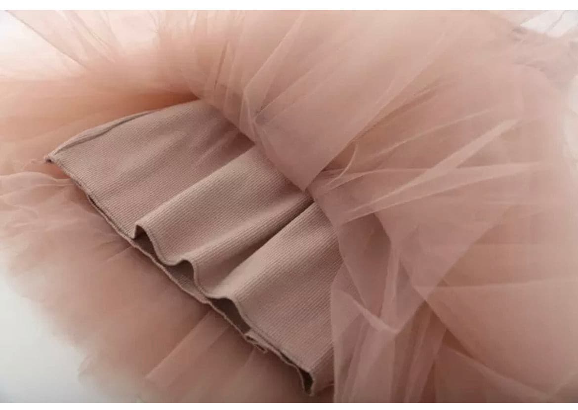 Mila - Dusty Pink Singlet Dress with Tulle Tutu