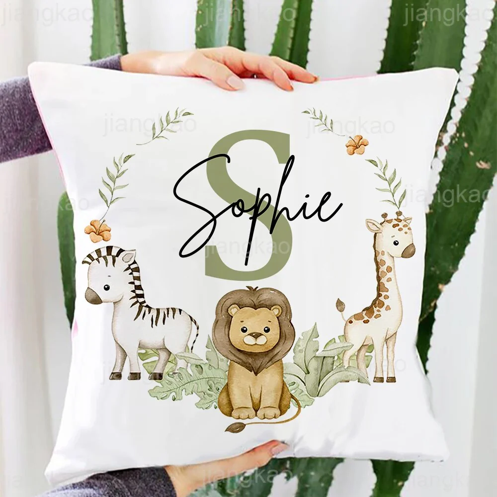 Personalized Baby Name Pillow - Animal with Name Pillow Case , Nursery Decor