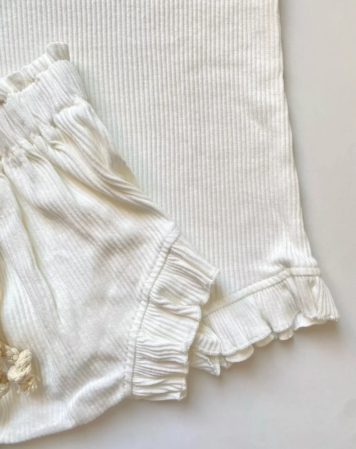 Baby Girls Short Sleeve Romper 2 piece Set, Soft Waffle Cotton