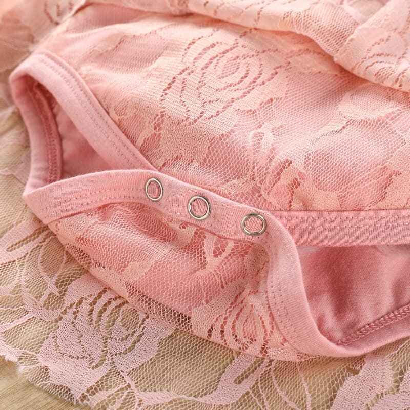 Girls First Birthday Party Romper Dress - Lace