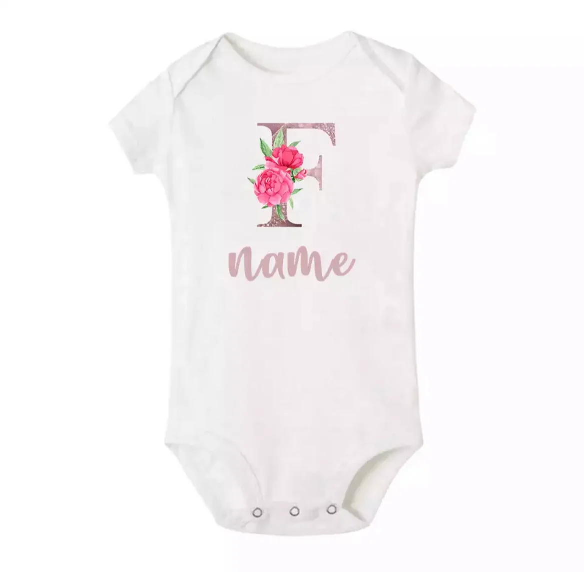 Personalised Baby Onesie - Pretty Pink LETTER + NAME