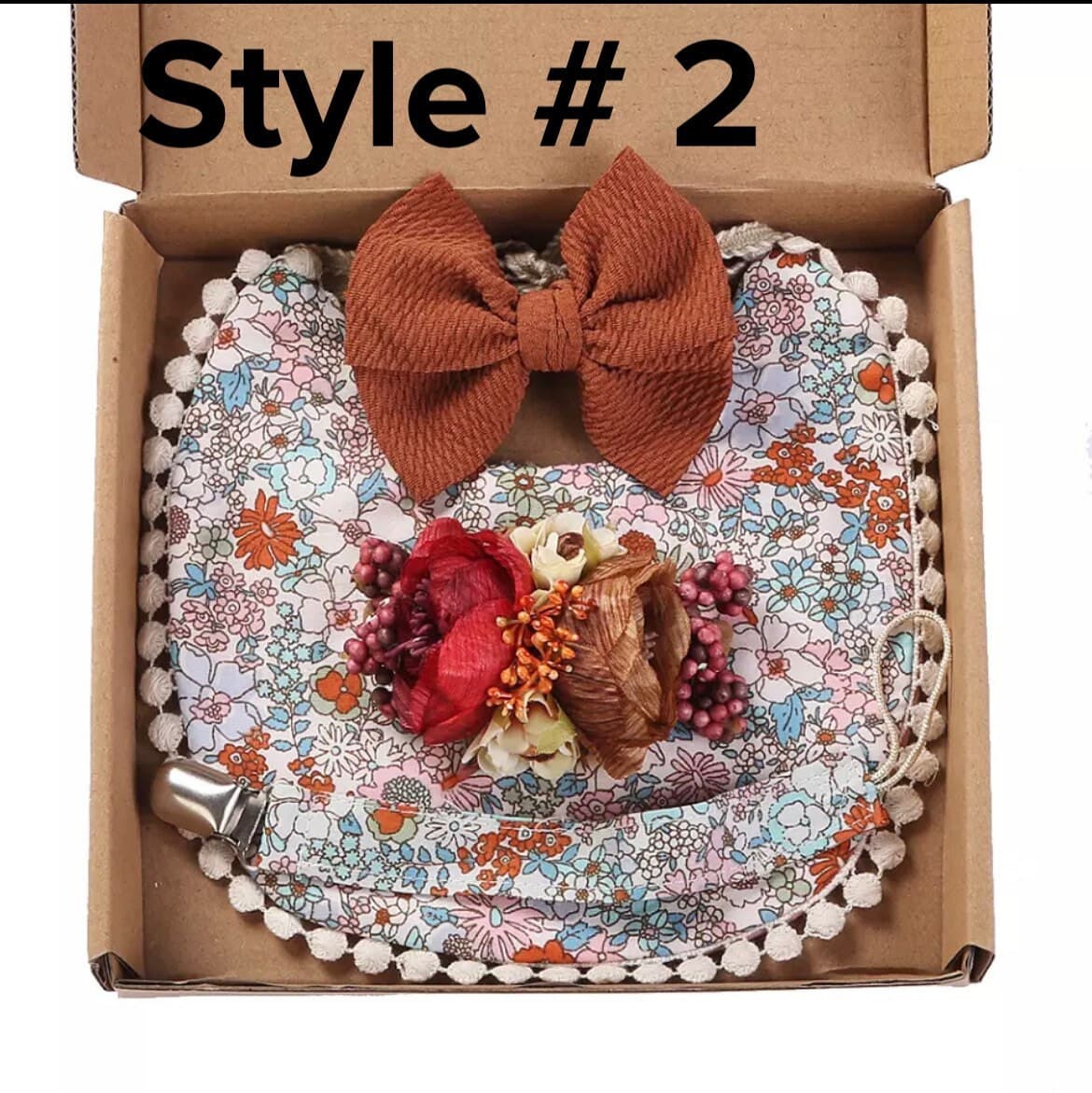 Baby Shower Gift Box 3 Piece Set with Bib & Bow Headband