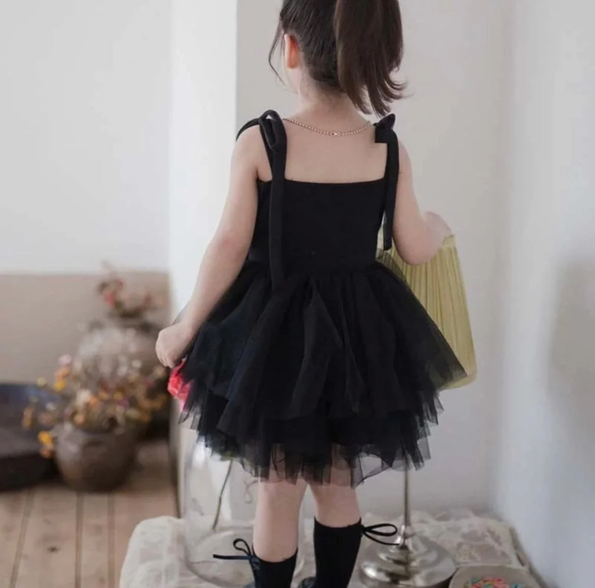 Tulle Layer Dress with Glitter Bow- Dusty Pink