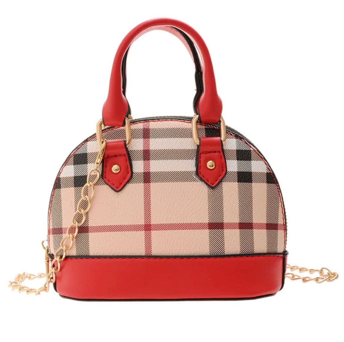 Designer Plaid Mini Purse Bag Plaid Vegan Leather Handbag