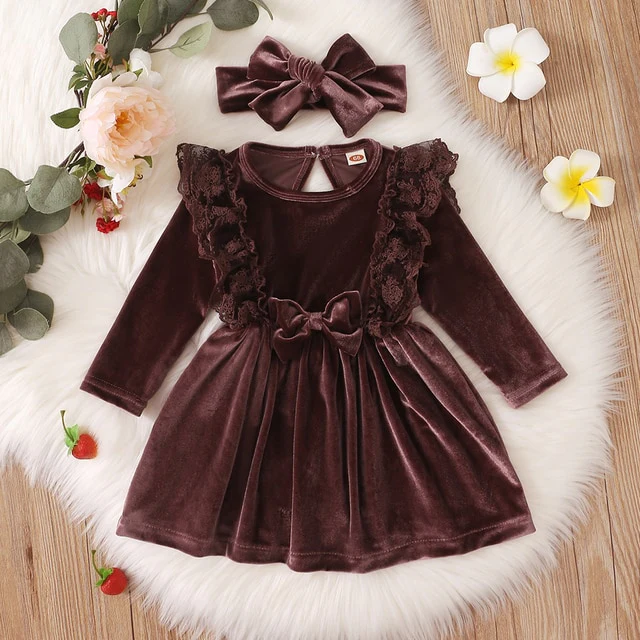 Velvetine - Winter Girls Velvet Dress Set