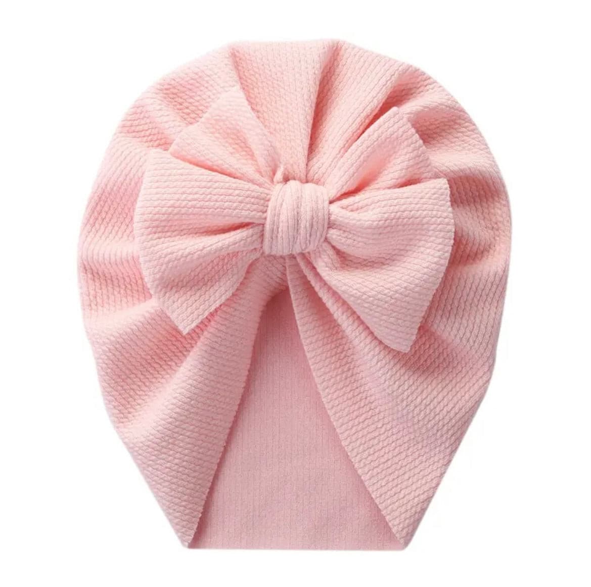 Ribbed Baby Plain Stretchy Bow Knot Turban - Baby Pink